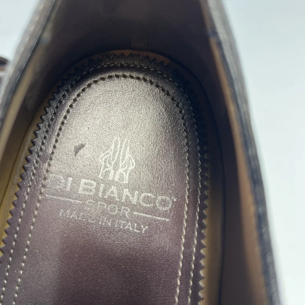 Di Bianco Black Pebble Grain Leather Monk Strap Dress Shoes Men's Size 8.5 Italy